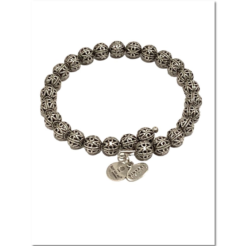 Alex And & Ani Vintage Sixty-Six Silver Beaded Wrap Bracelet EUC